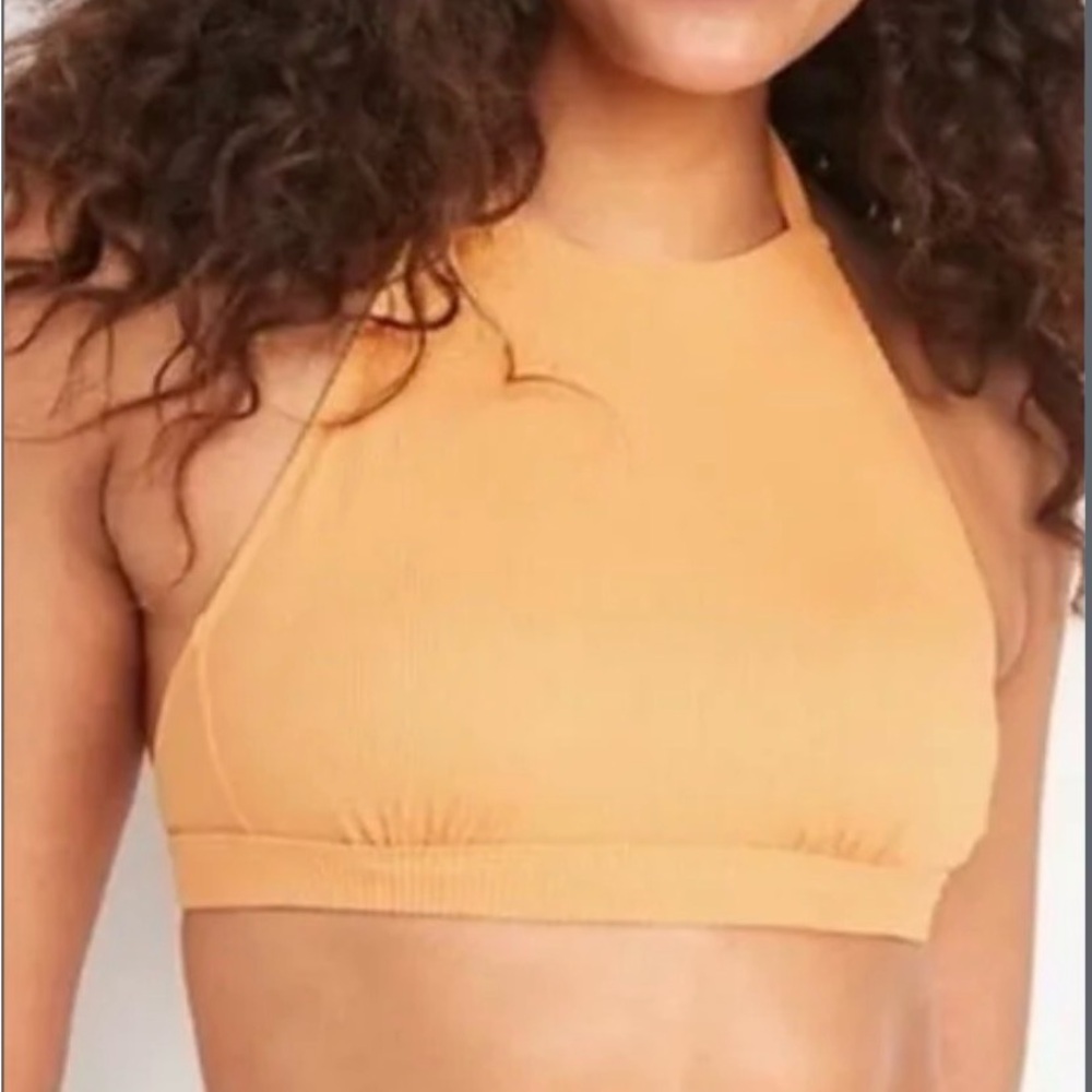 Old Navy Ribbed High Neck Bikini Top in Mustard